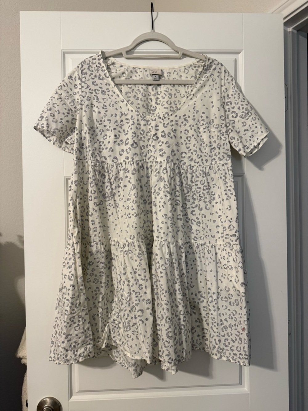 a new day Cream and Black Dot Leopard Babydoll Dress